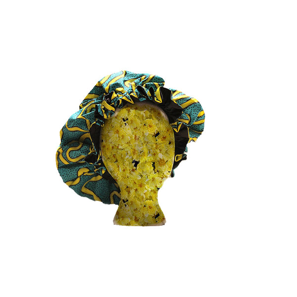 Extra Jumbo Satin Lined Ankara Bonnet - Accessories by Deke Johnson